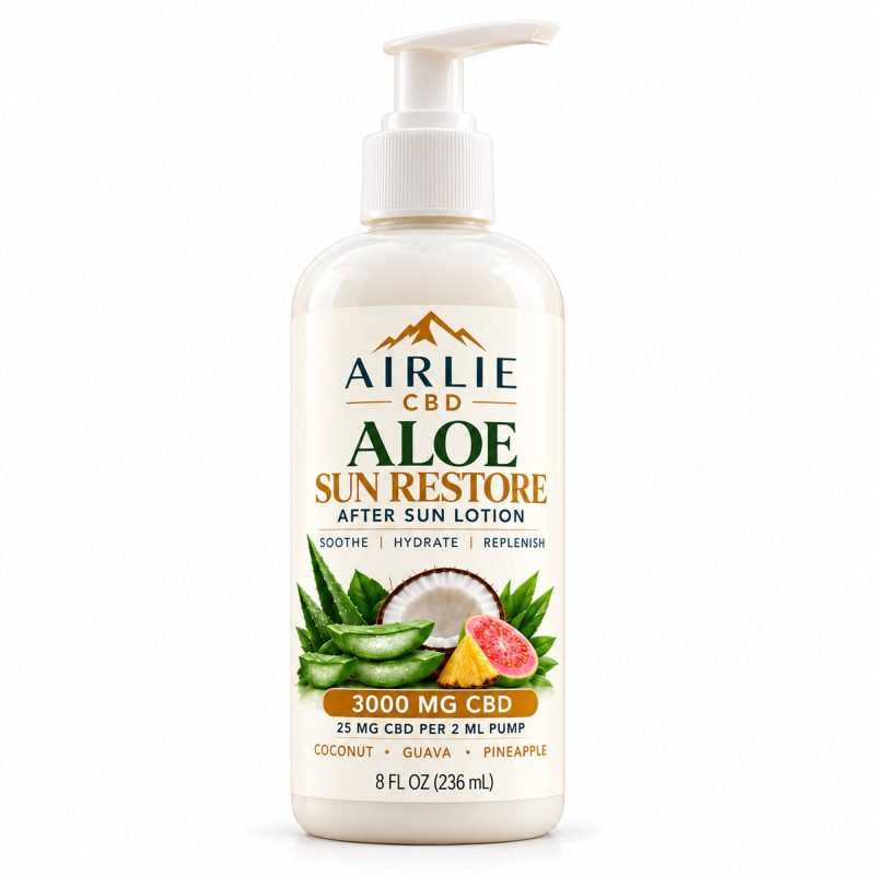Airlie CBD Aloe Sun Restore after sun lotion, 8 fl oz pump bottle